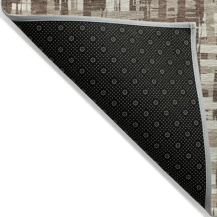 3' X 5' Brown Tan And Beige Abstract Washable Indoor Outdoor Area Rug