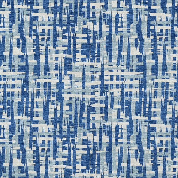 8' X 10' Blue And Ivory Abstract Washable Indoor Outdoor Area Rug