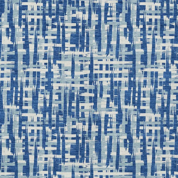 9' X 12' Blue And Ivory Abstract Washable Indoor Outdoor Area Rug