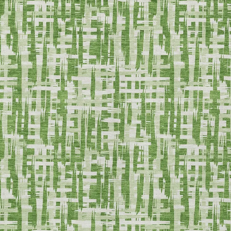 10' X 14' Green And Ivory Abstract Washable Indoor Outdoor Area Rug