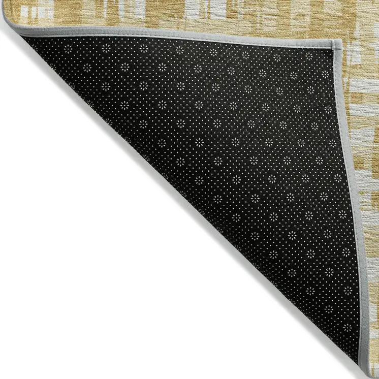 8' X 10' Gold Brown And Beige Abstract Washable Indoor Outdoor Area Rug