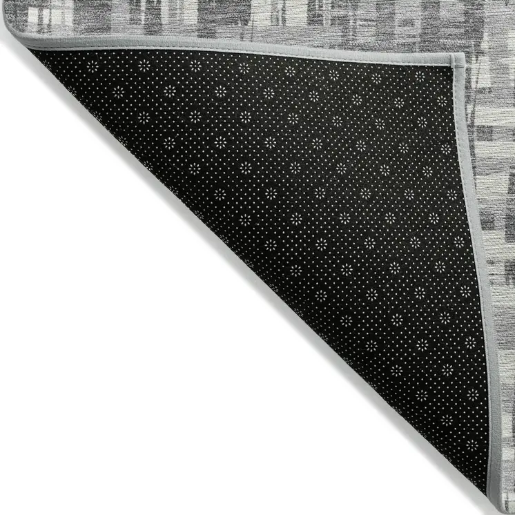 3' X 5' Gray And Charcoal Abstract Washable Indoor Outdoor Area Rug