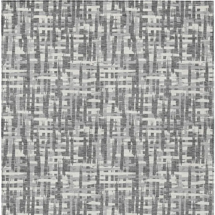 5' X 8' Gray And Charcoal Abstract Washable Indoor Outdoor Area Rug