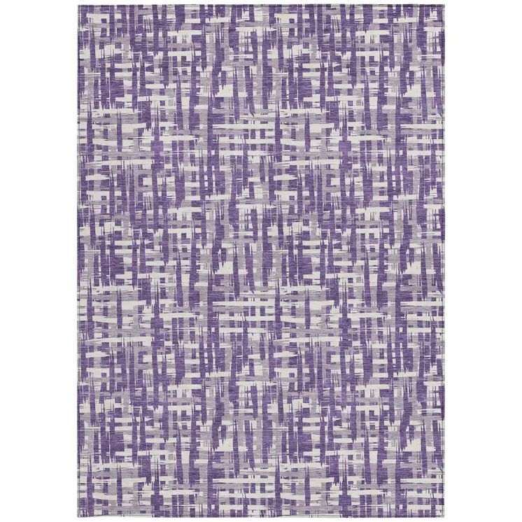 3' X 5' Purple And Lavender Abstract Washable Indoor Outdoor Area Rug