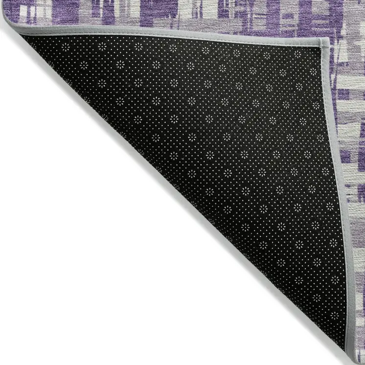 8' Purple And Lavender Round Abstract Washable Indoor Outdoor Area Rug