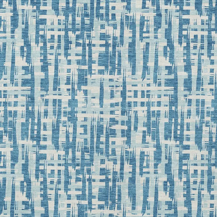 10' X 14' Teal Blue Sky Blue And Ivory Abstract Washable Indoor Outdoor Area Rug