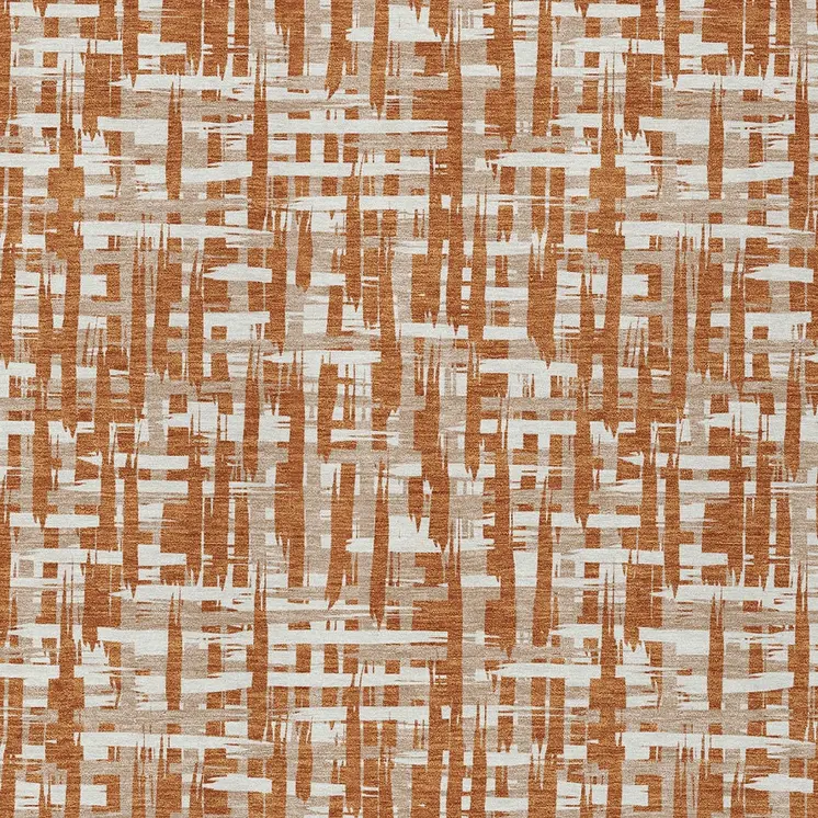 8' X 10' Terra Cotta Tan And Ivory Abstract Washable Indoor Outdoor Area Rug