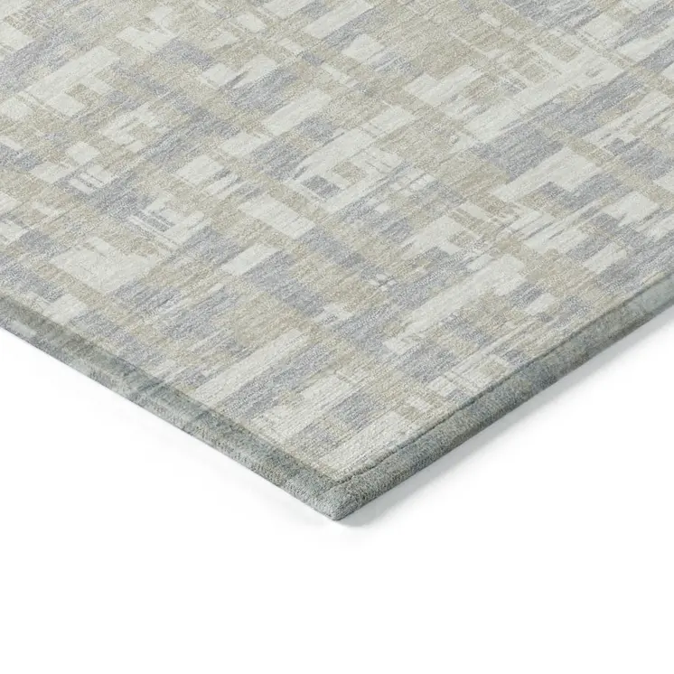 8' X 10' Beige And Gray Abstract Washable Indoor Outdoor Area Rug