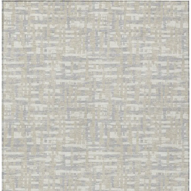 10' X 14' Beige And Gray Abstract Washable Indoor Outdoor Area Rug
