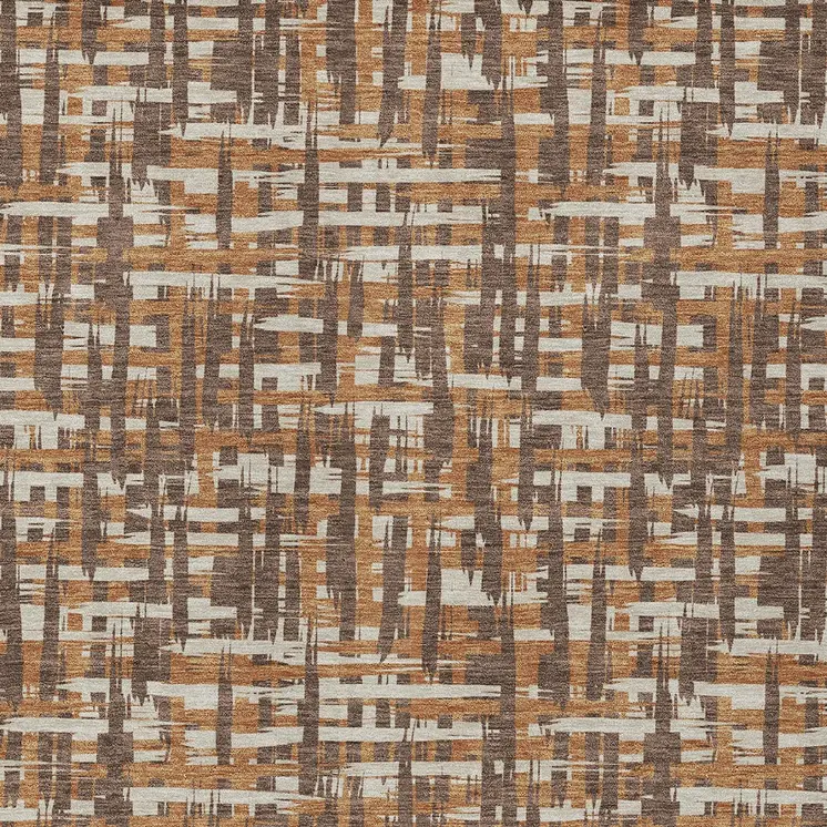 3' X 5' Chocolate Copper And Beige Abstract Washable Indoor Outdoor Area Rug