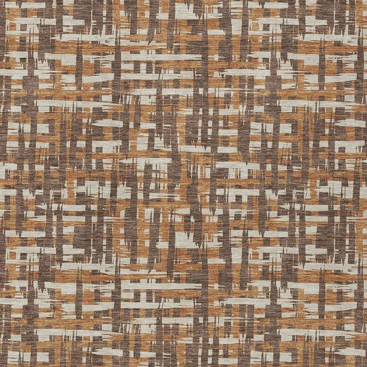 8' X 10' Chocolate Copper And Beige Abstract Washable Indoor Outdoor Area Rug