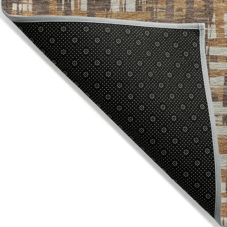 10' X 14' Chocolate Copper And Beige Abstract Washable Indoor Outdoor Area Rug