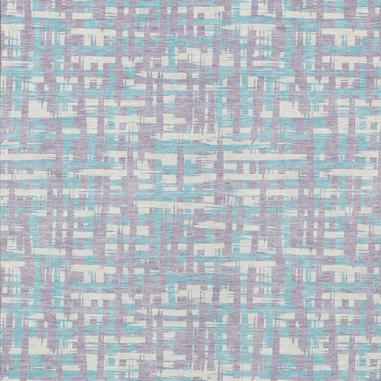 5' X 8' Lavender Aqua And Beige Abstract Washable Indoor Outdoor Area Rug