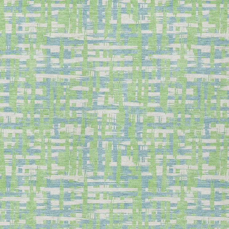 3' X 5' Mint Green Blue And Beige Abstract Washable Indoor Outdoor Area Rug
