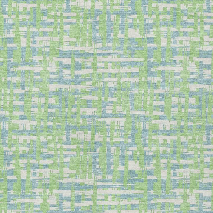 5' X 8' Mint Green Blue And Beige Abstract Washable Indoor Outdoor Area Rug