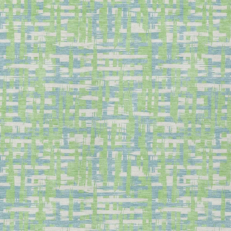 10' X 14' Mint Green Blue And Beige Abstract Washable Indoor Outdoor Area Rug