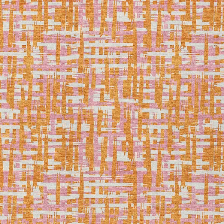 10' X 14' Orange Pink And Beige Abstract Washable Indoor Outdoor Area Rug