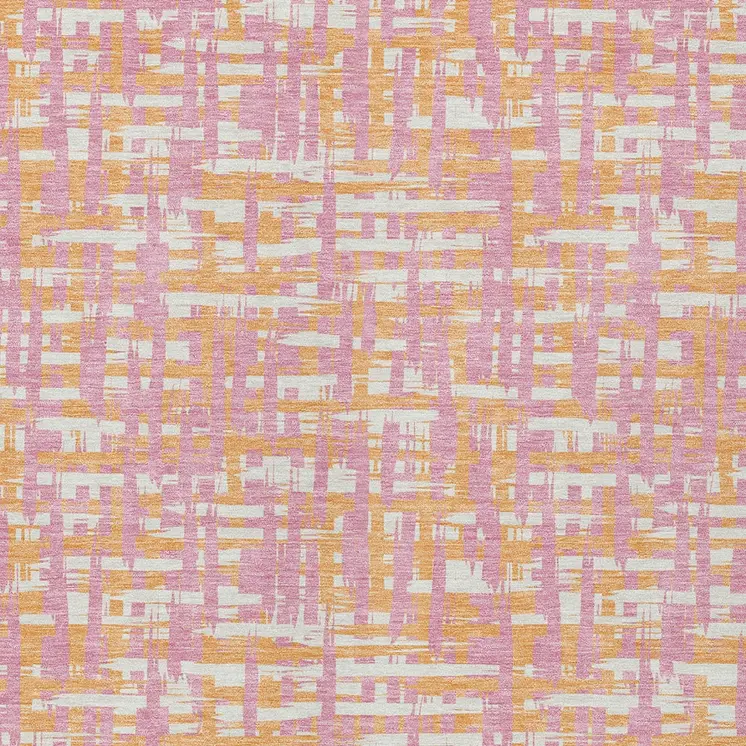 3' X 5' Pink Copper And Beige Abstract Washable Indoor Outdoor Area Rug