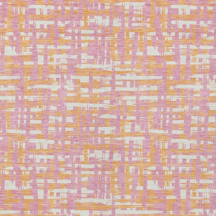 5' X 8' Pink Copper And Beige Abstract Washable Indoor Outdoor Area Rug