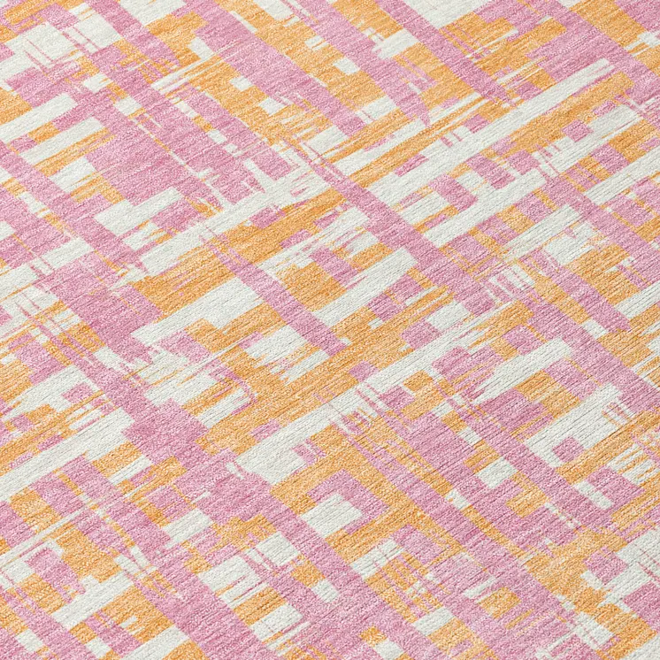 10' X 14' Pink Copper And Beige Abstract Washable Indoor Outdoor Area Rug