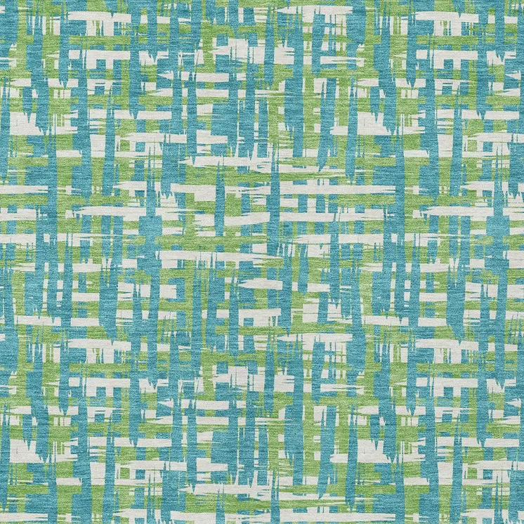 10' X 14' Turquoise Green And Ivory Abstract Washable Indoor Outdoor Area Rug