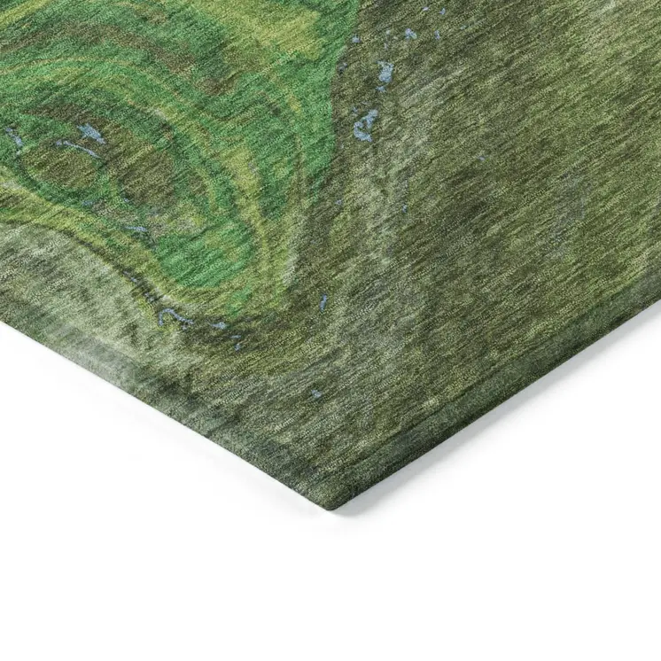 9' X 12' Green Blue And Ivory Abstract Washable Indoor Outdoor Area Rug