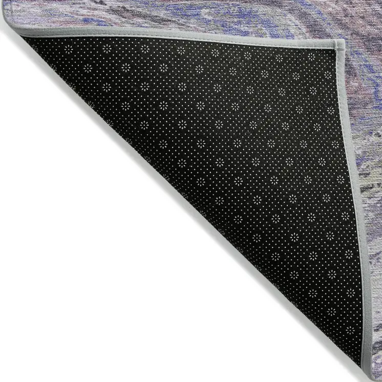 5' X 8' Lavender Purple And Gray Abstract Washable Indoor Outdoor Area Rug