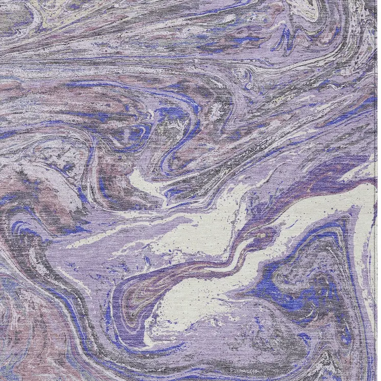 8' X 10' Lavender Purple And Gray Abstract Washable Indoor Outdoor Area Rug