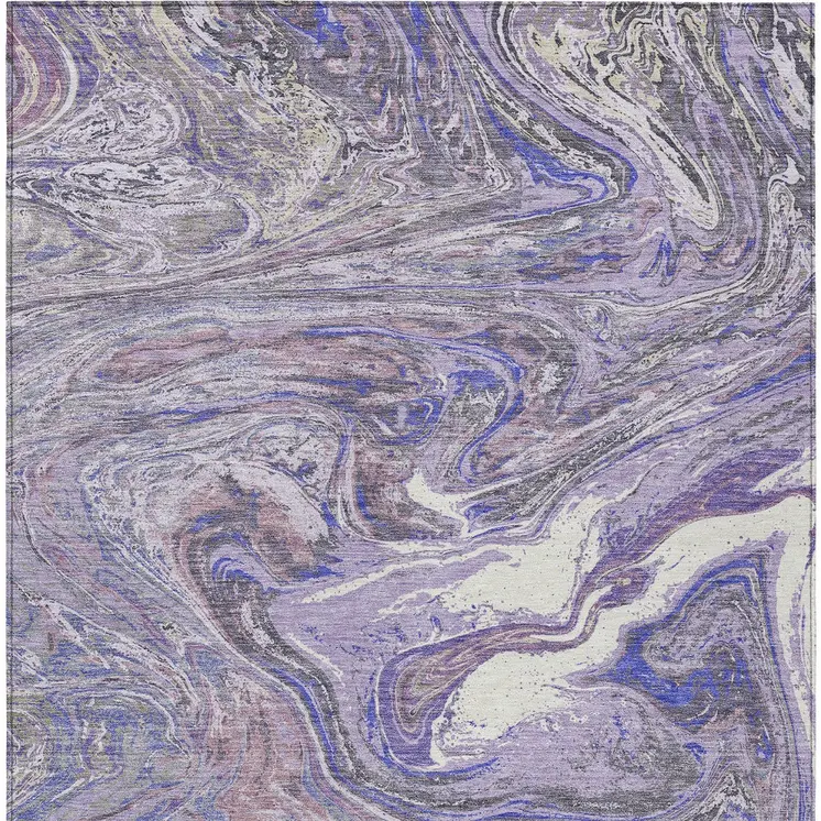 9' X 12' Lavender Purple And Gray Abstract Washable Indoor Outdoor Area Rug