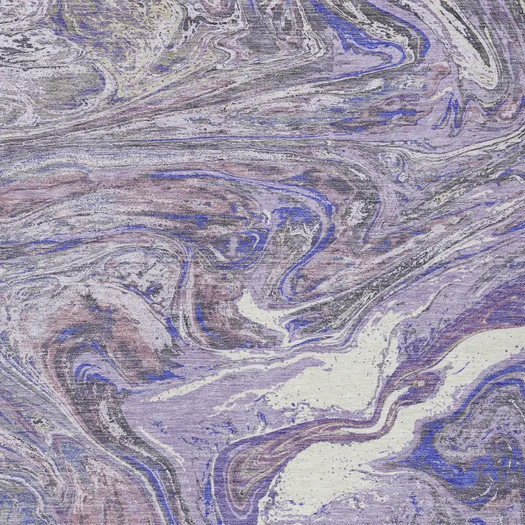 9' X 12' Lavender Purple And Gray Abstract Washable Indoor Outdoor Area Rug
