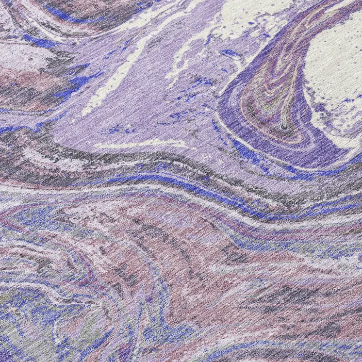9' X 12' Lavender Purple And Gray Abstract Washable Indoor Outdoor Area Rug