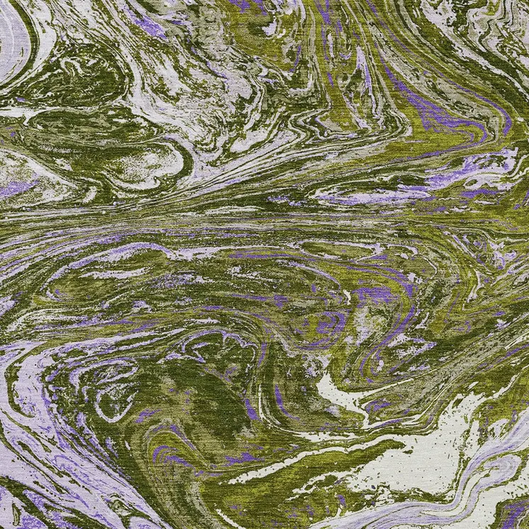 10' X 14' Olive Green Purple And Beige Abstract Washable Indoor Outdoor Area Rug