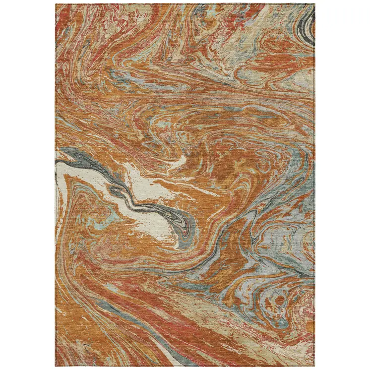 9' X 12' Brown Beige And Gray Abstract Washable Indoor Outdoor Area Rug