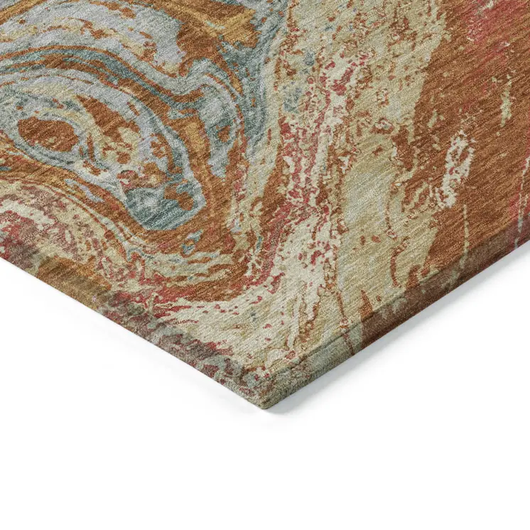 9' X 12' Brown Beige And Gray Abstract Washable Indoor Outdoor Area Rug