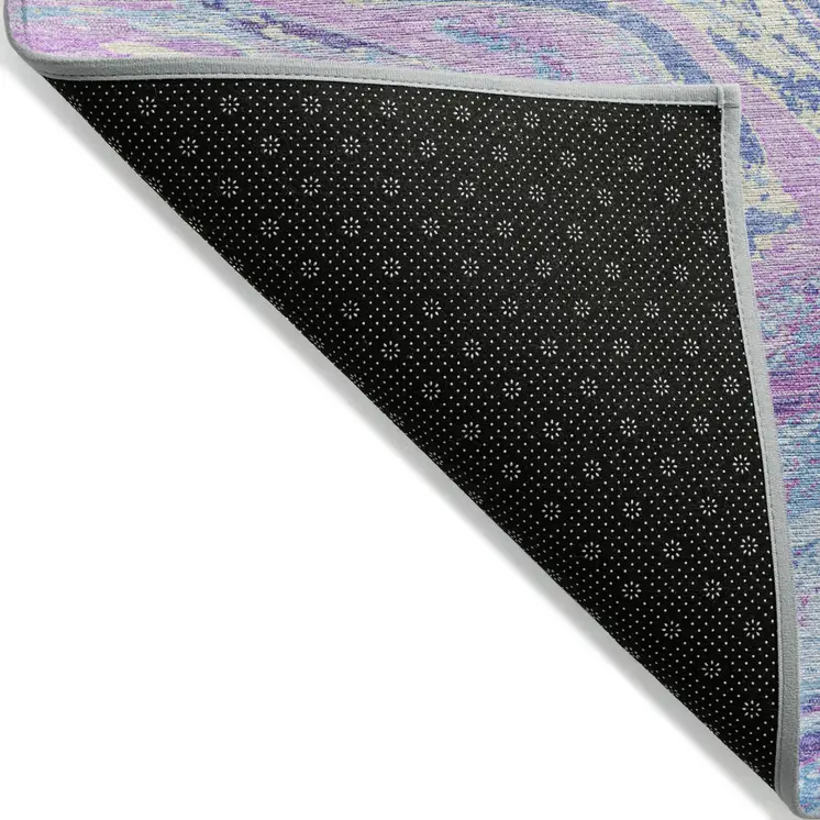 10' X 14' Sky Blue Lavender And Ivory Abstract Washable Indoor Outdoor Area Rug