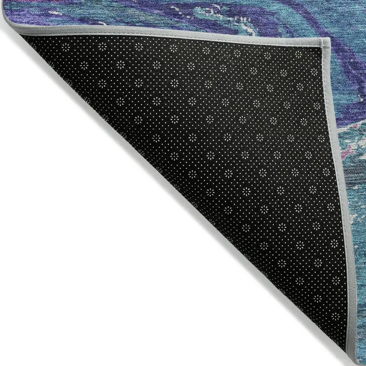 8' X 10' Teal Blue Purple And Pink Abstract Washable Indoor Outdoor Area Rug