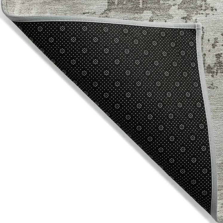 5' X 8' Beige And Gray Abstract Washable Indoor Outdoor Area Rug