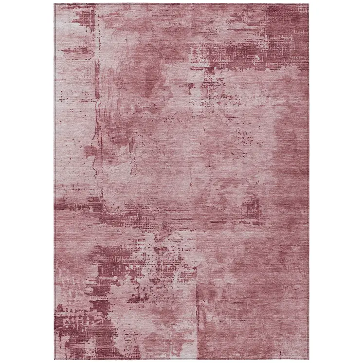 3' X 5' Blush And Ivory Abstract Washable Indoor Outdoor Area Rug