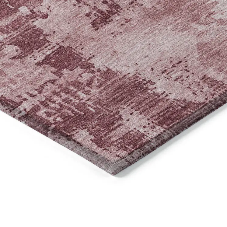 3' X 5' Blush And Ivory Abstract Washable Indoor Outdoor Area Rug