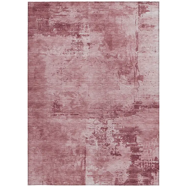 8' X 10' Blush And Ivory Abstract Washable Indoor Outdoor Area Rug