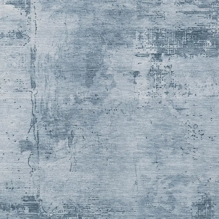 3' X 5' Denim Blue And Silver Abstract Washable Indoor Outdoor Area Rug
