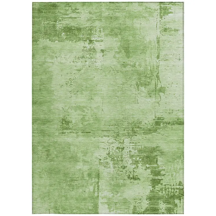 10' X 14' Green And Ivory Abstract Washable Indoor Outdoor Area Rug