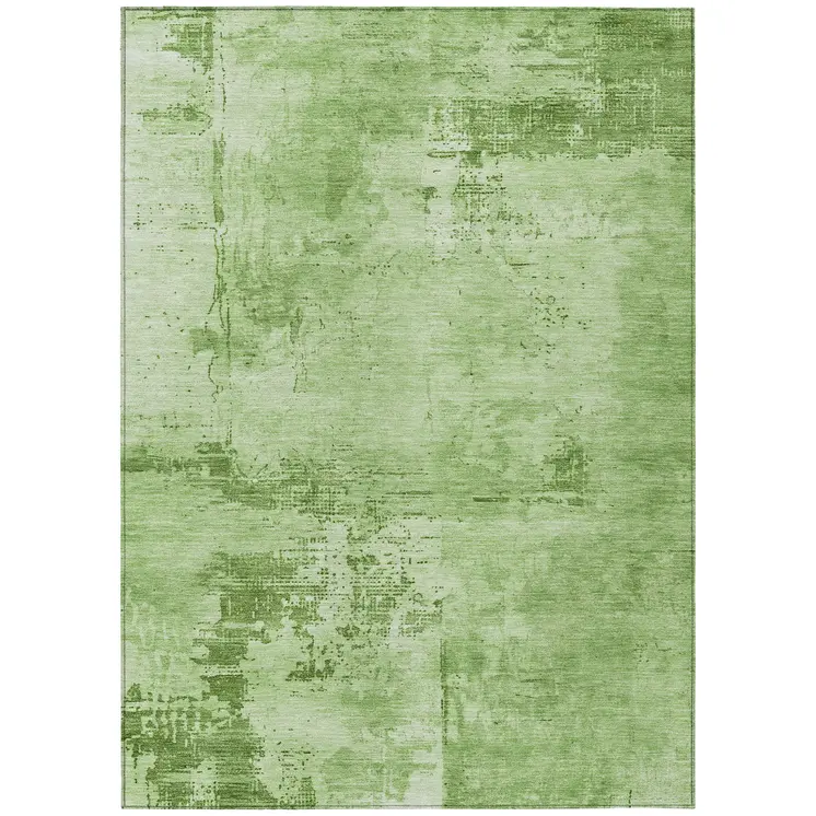 10' X 14' Green And Ivory Abstract Washable Indoor Outdoor Area Rug
