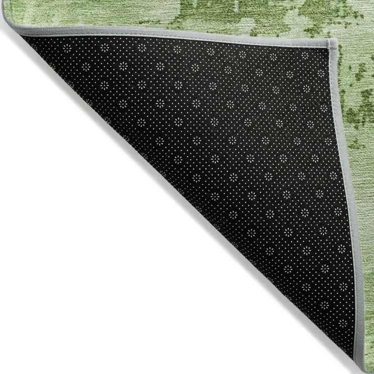 10' X 14' Green And Ivory Abstract Washable Indoor Outdoor Area Rug