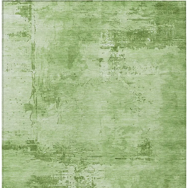 10' X 14' Green And Ivory Abstract Washable Indoor Outdoor Area Rug