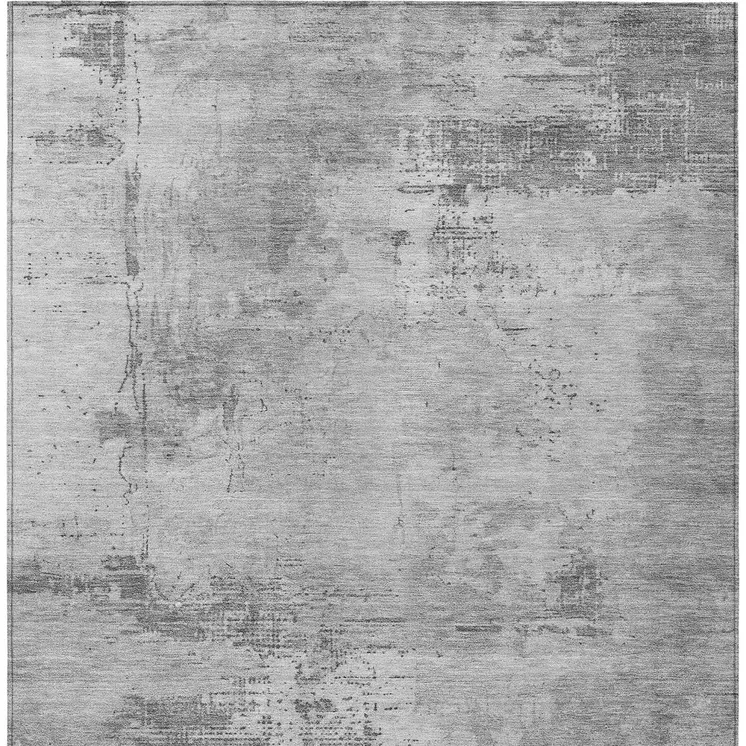 8' X 10' Gray And Silver Abstract Washable Indoor Outdoor Area Rug
