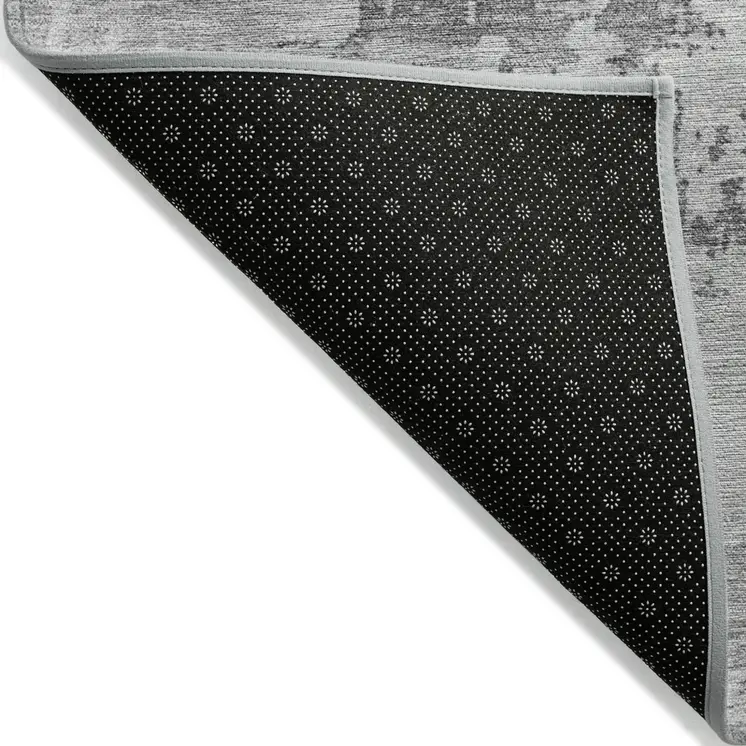 8' X 10' Gray And Silver Abstract Washable Indoor Outdoor Area Rug