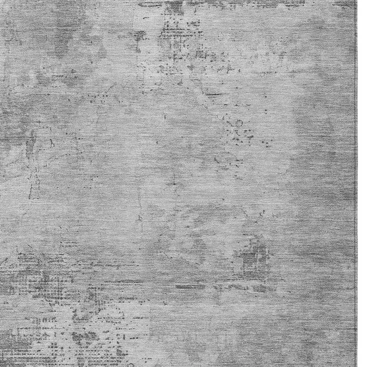 8' X 10' Gray And Silver Abstract Washable Indoor Outdoor Area Rug