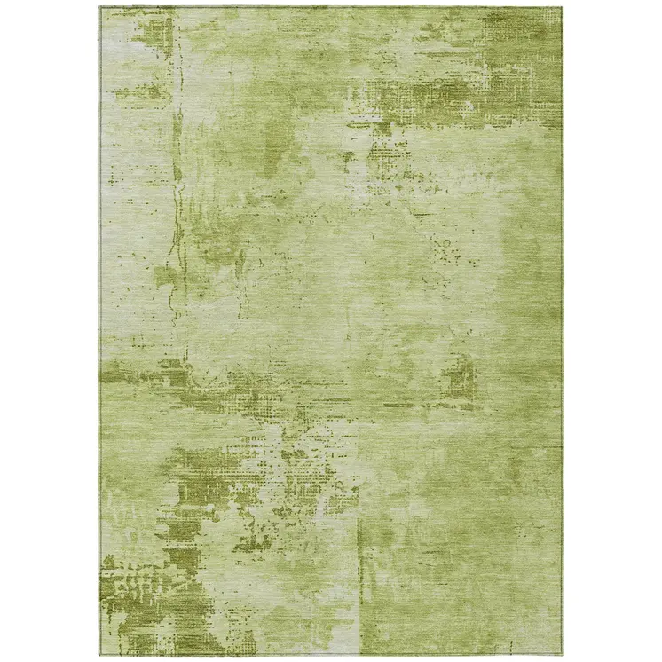 3' X 5' Lime Green And Ivory Abstract Washable Indoor Outdoor Area Rug