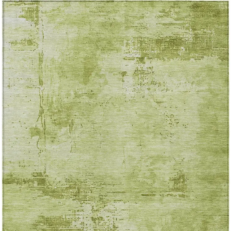 10' X 14' Lime Green And Ivory Abstract Washable Indoor Outdoor Area Rug